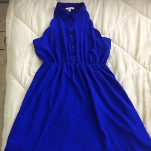Monteau Royal Blue Scallop Edge Halter Dress